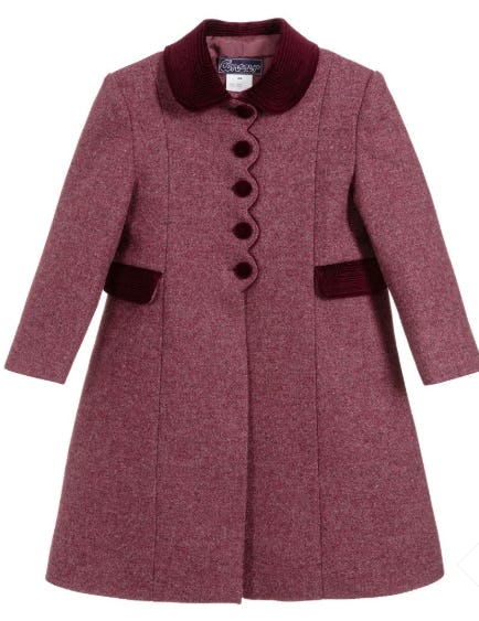 Girls Burgundy Wool Coat