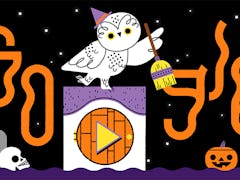 This Halloween Google Doodle features an interactive trick or treat game and cute animals.