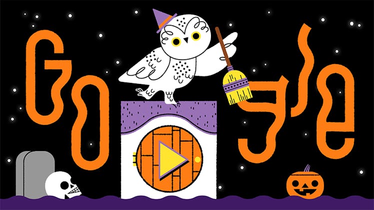 This Halloween Google Doodle features an interactive trick or treat game and cute animals.