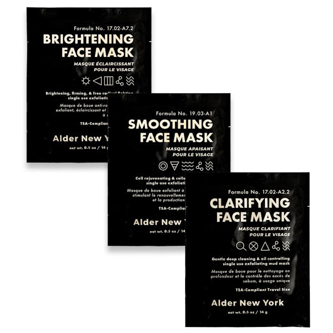 Exfoliating Mud Face Mask Trio of TSA-Compliant Single Use Masks