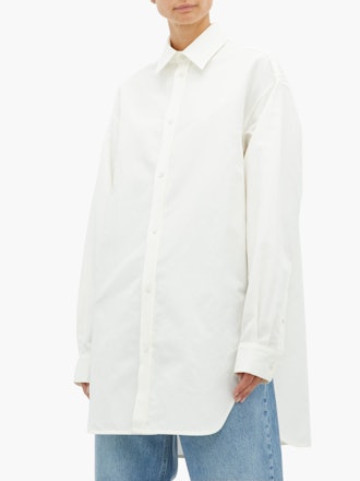 Oversized Drop-Shoulder Cotton Blend Shirt