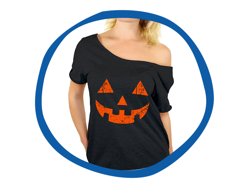 Off the Shoulder Women's Jack o Lantern Shirt