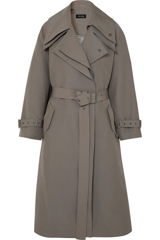 Belted Layered Canvas Trench Coat