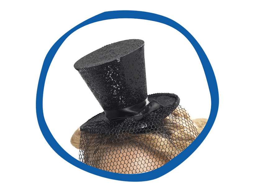 Womens Black Mini Top Hat With Detachable Black Veil Costume Accessory