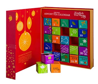 English Tea Shop Organic Book Style Red Advent Calendar 25 Pyramid Tea Bags