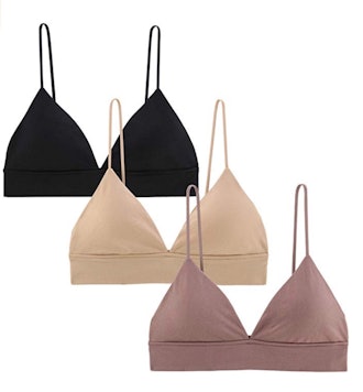 INIBUD Wire Free Pull-On Bralettes (3-Pack)