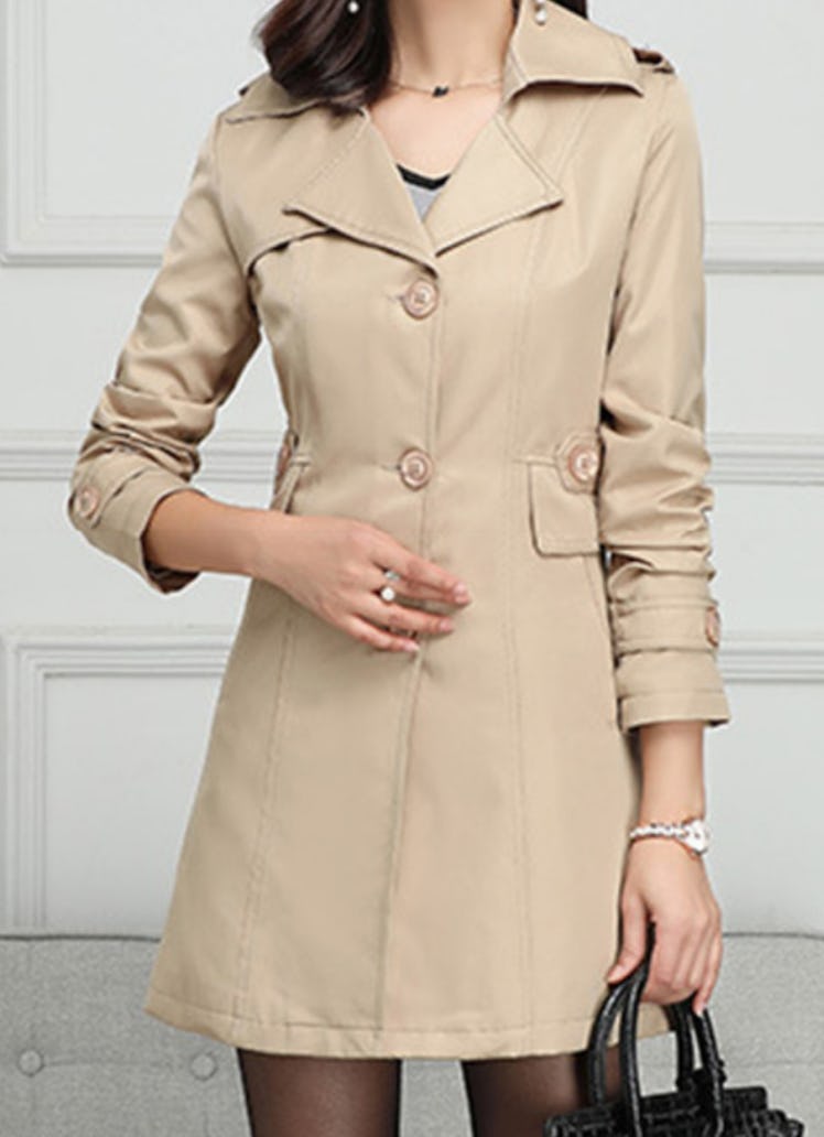 Single Breasted Plain Trench Coat