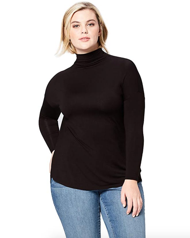 Daily Ritual Women's Plus Size Jersey Long-Sleeve Turtle Neck Shirt