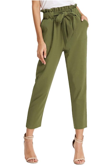 GRACE KARIN Women's Cropped Paper Bag Waist Pants