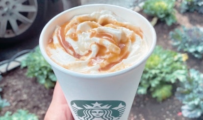 The Caramel Apple Spice Pumpkin drink on the secret menu at Starbucks. 
