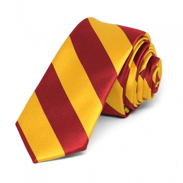 Red and Golden Yellow Striped Skinny Tie, 2" Width