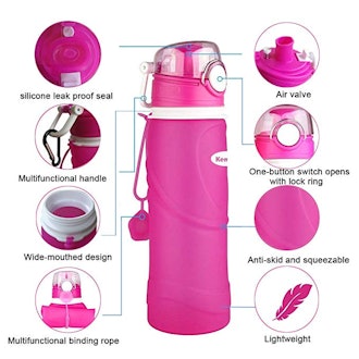 Kemier Collapsible Silicone Water Bottles