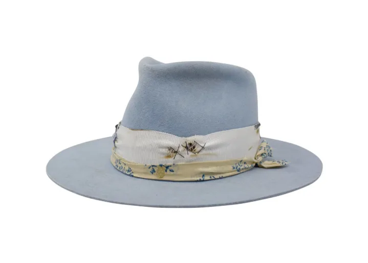 Teressa Foglia tiedye blue beige flat felt fedora hat 100X Nick Fouquet 7 1/8 57 Teressa Foglia Hat - Gem main image 3