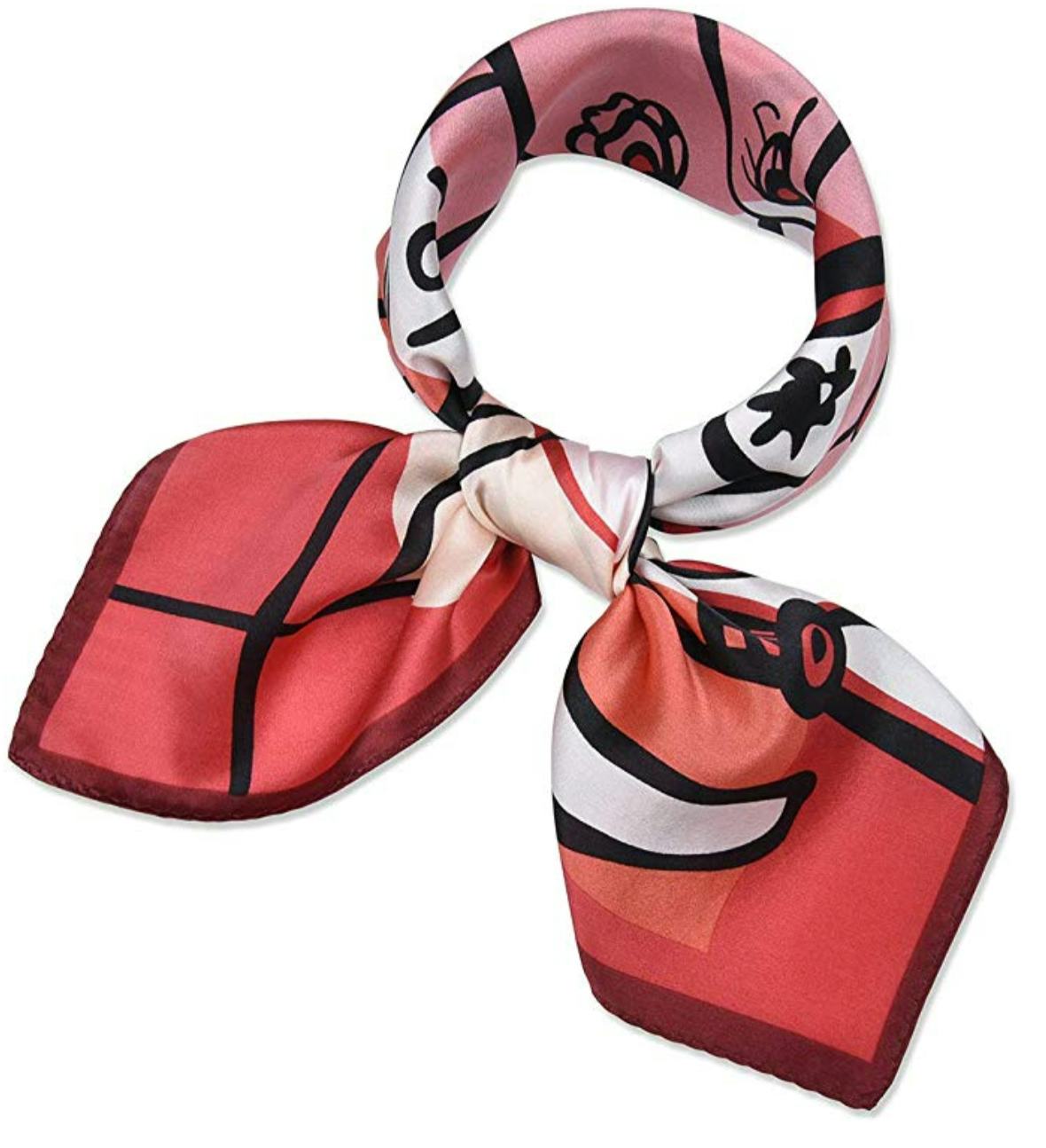 Red Weave Printed Double Layer Long Silk Scarf