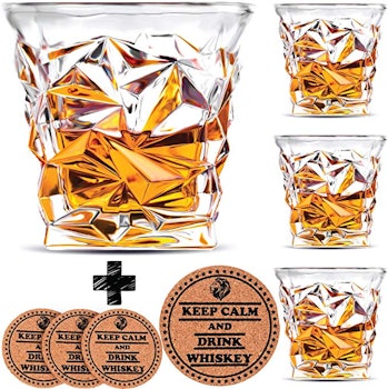 Vaci Glass Diamond Whiskey Glasses (Set of 4)