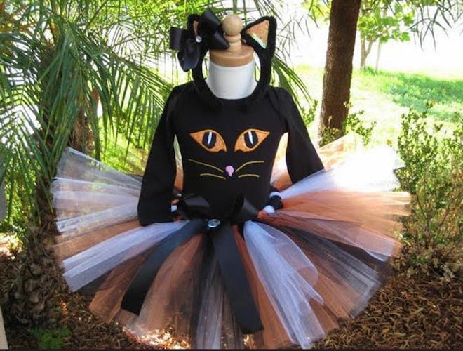 Orange Eyed Sassy Black Kitty Cat Halloween Tutu Costume Set