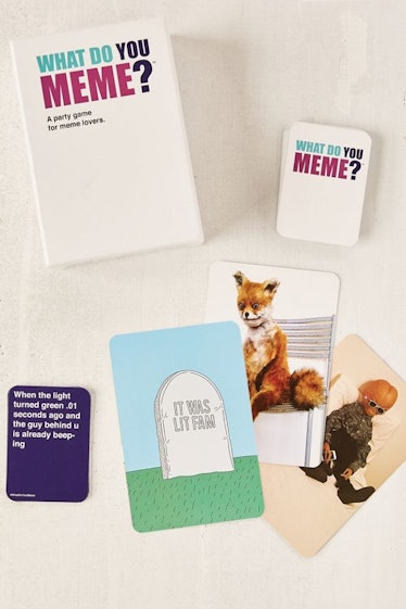Dress up as one of the cards from the What Do You Meme? game for a clever Halloween costume.