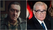 Left: a still of Robert De Niro in the trailer for "The Irishman." Right: a photo of director Martin...