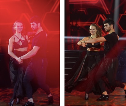 Hannah Brown and Alan Bersten practice the paso doble to Icona Pop's "I Love It" on Dancing with the...