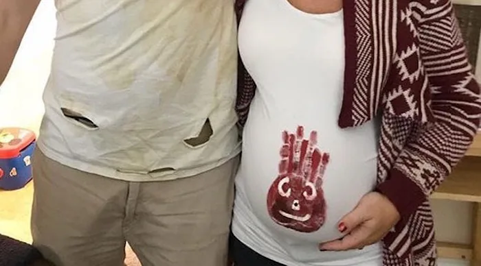 Wilson halloween costume, maternity halloween costume, third trimester halloween costume