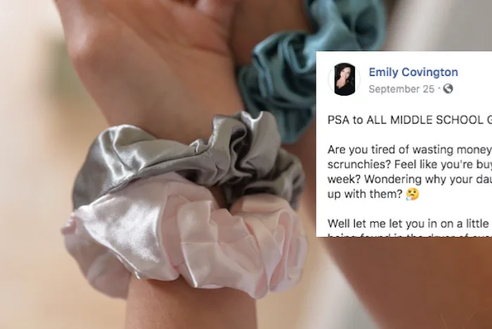 A visco girl wearing hair scrunchies as ties for her hair