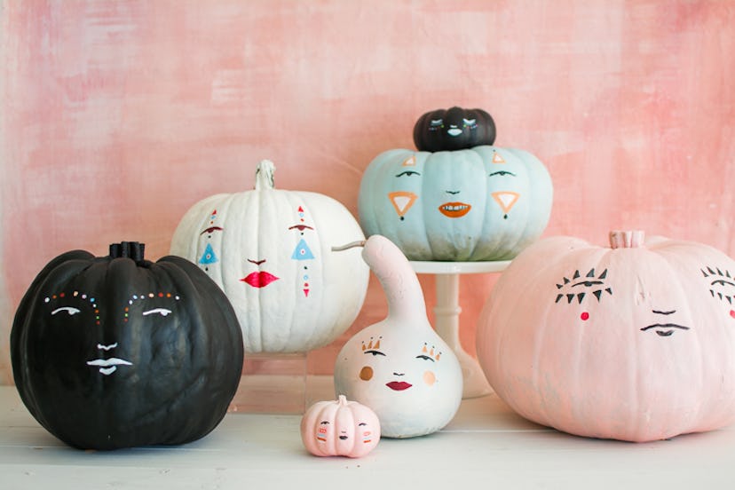 pastel pretty faces template for pumpkin decorating