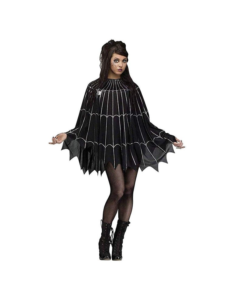 Silver Spider Web Adult Poncho Costume