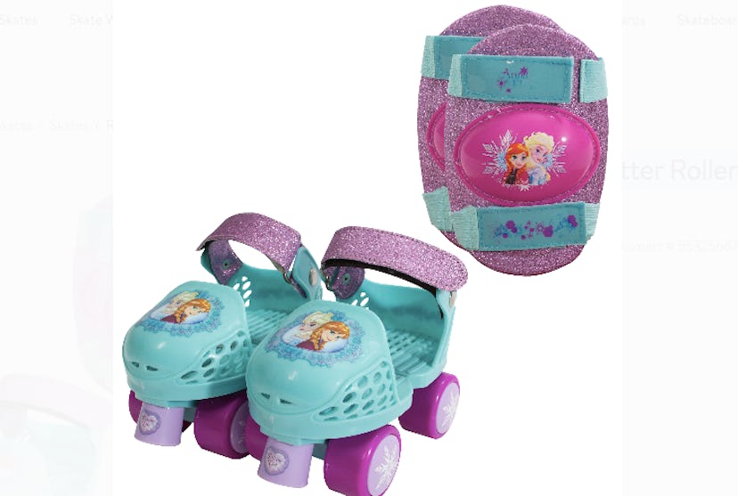 Walmart has Disney Frozen Kids Glitter Rollerskates with knee pads.