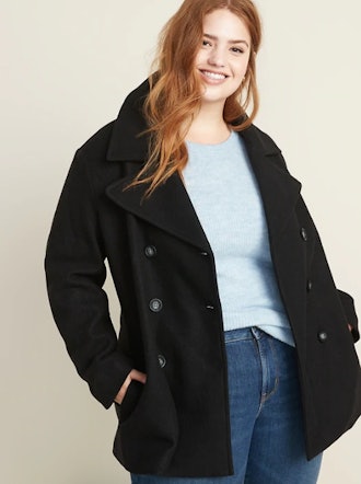 Plus-Size Double-Breasted Peacoat