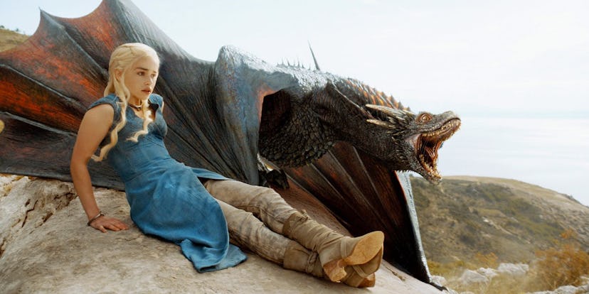 Halloween dog and owner costume: Daenerys Targaryen and her dragon from 'Game of Thrones'