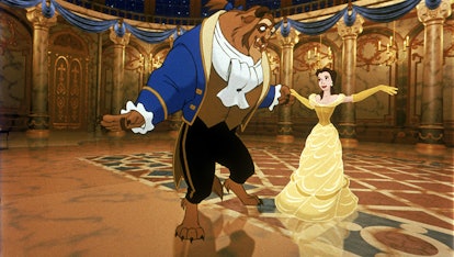 Dog and owner costume for Halloween: 'Beauty and the Beast' 