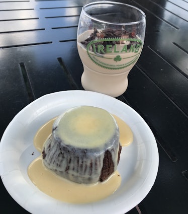 Warm chocolate pudding and Guinness Baileys Shake at Epcot's Food & Wine Festival at Disney. 