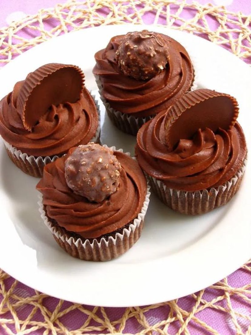 Things To Make With Leftover Halloween Candy, Wacky Candy Cupcakes With Ferrero Rocher and Reese’s C...