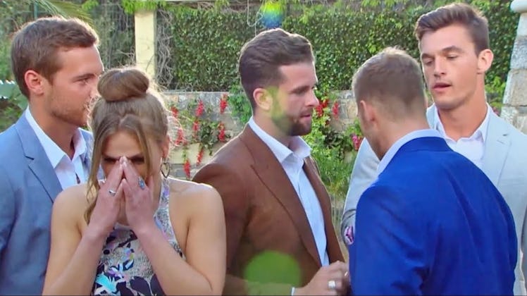 Hannah Brown crying during Rose Ceremony on 'The Bachelorette'