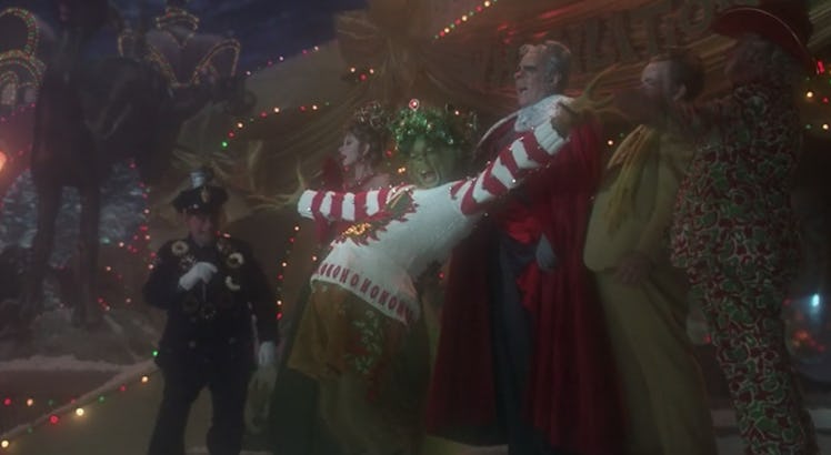 The Grinch celebrating in 'How The Grinch Stole Christmas,' part of Freeform's 25 Days of Christmas ...