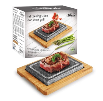 Artestia Double Cooking Stones in One Sizzling Hot Stone Set, Deluxe Tabletop Barbecue/BBQ/Hibachi/S...