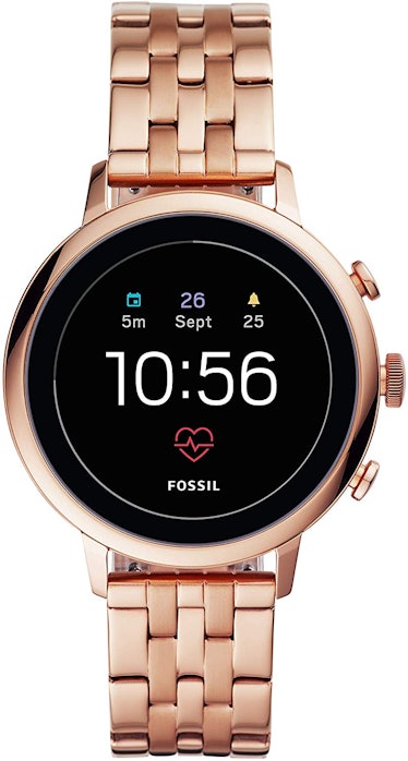 Fossil Women's Gen 4 Venture HR Heart Rate Stainless Steel Touchscreen Smartwatch, Rose Gold 5-Link 