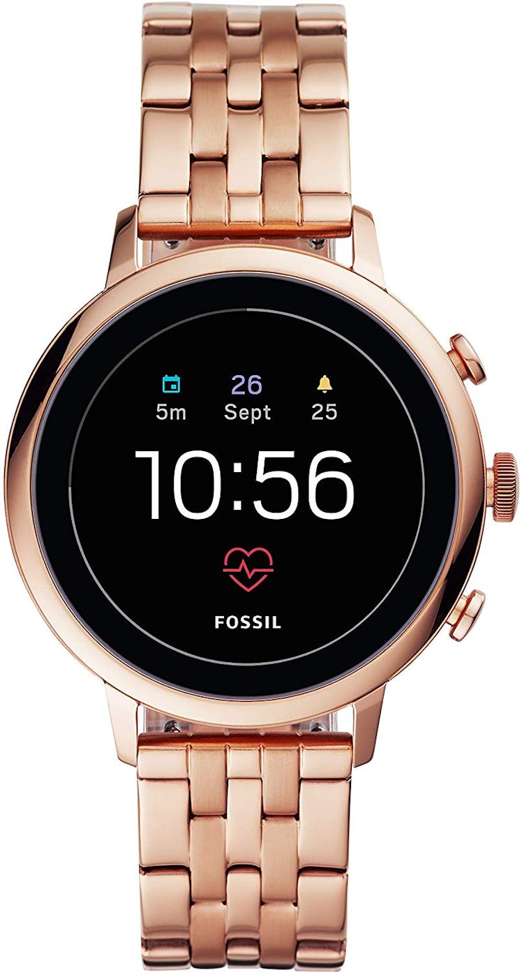Fossil Women's Gen 4 Venture HR Heart Rate Stainless Steel Touchscreen Smartwatch, Rose Gold 5-Link 