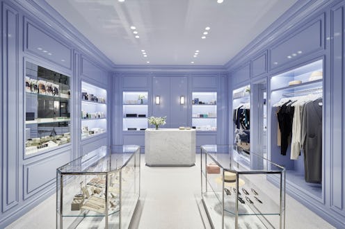 Goop's newest store which resembles a baby blue walk in closet