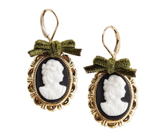 Dark Romance Goddess Oval Porcelain Cameo Earrings