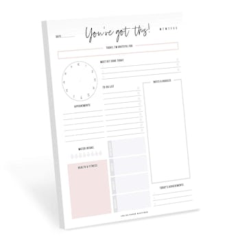 Bliss Collections Daily Planner Tear Off Pad, 50 Undated Sheets, Desk Notepad, Motivational Daily Ca...