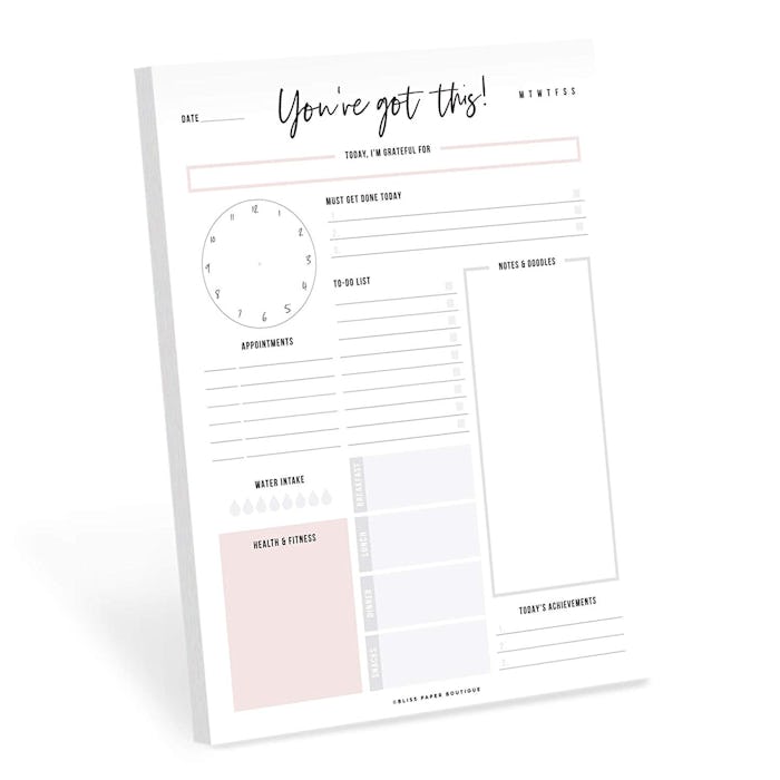 Bliss Collections Daily Planner Tear Off Pad, 50 Undated Sheets, Desk Notepad, Motivational Daily Ca...