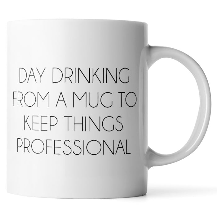 Day Drinking From A Mug 11oz White Ceramic Funny Coffee Mug by Monkey Duo