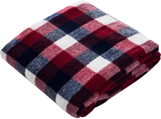  Lavish Home Throw Blanket, Cashmere-Like, Red/Blue/White