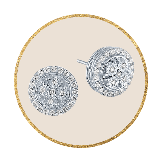 1/4 CT. T.W. Genuine Diamond Sterling Silver 10mm Stud Earrings
