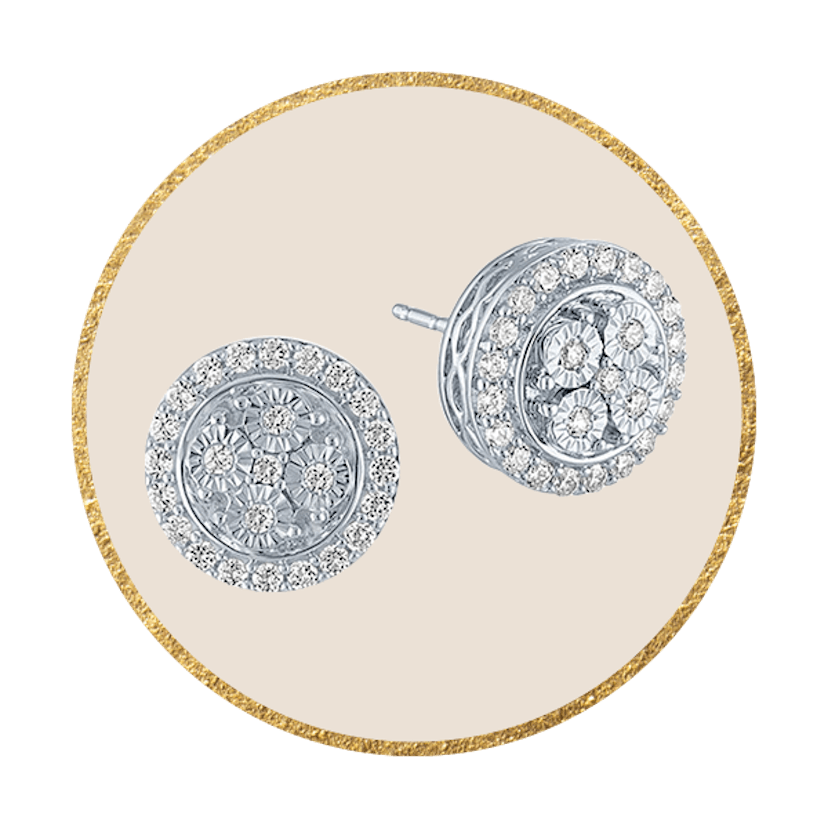 1/4 CT. T.W. Genuine Diamond Sterling Silver 10mm Stud Earrings