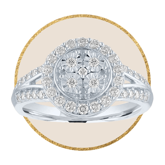 Womens 1/4 CT. T.W. Genuine Diamond Stainless Steel Cocktail Ring