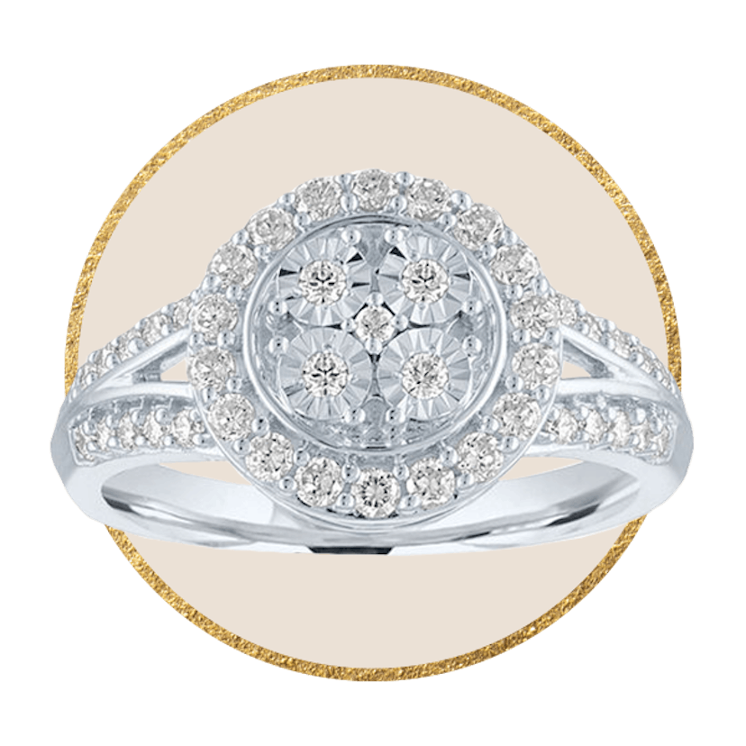 Womens 1/4 CT. T.W. Genuine Diamond Stainless Steel Cocktail Ring