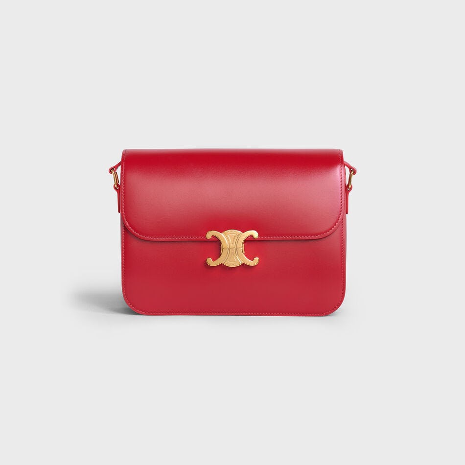 Large triomphe bag in shiny calfskin deals