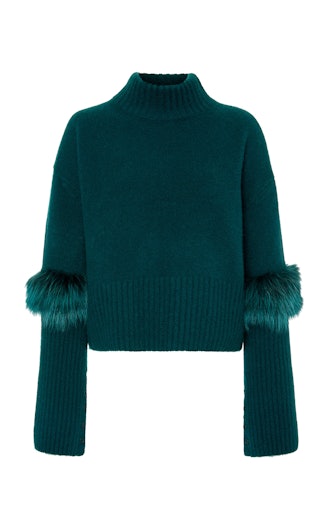 Exclusive Fur-Trimmed Cashmere And Silk-Blend Sweater